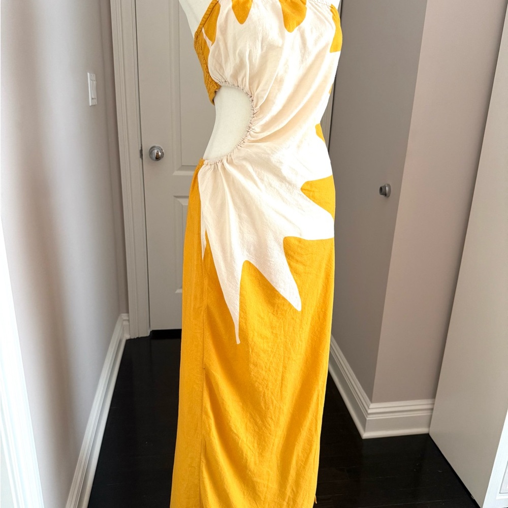 Anthropologie Strapless Orange and White Dress - Picture 3 of 6